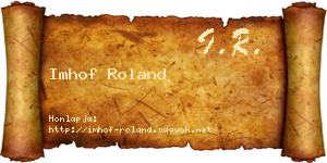 Imhof Roland névjegykártya